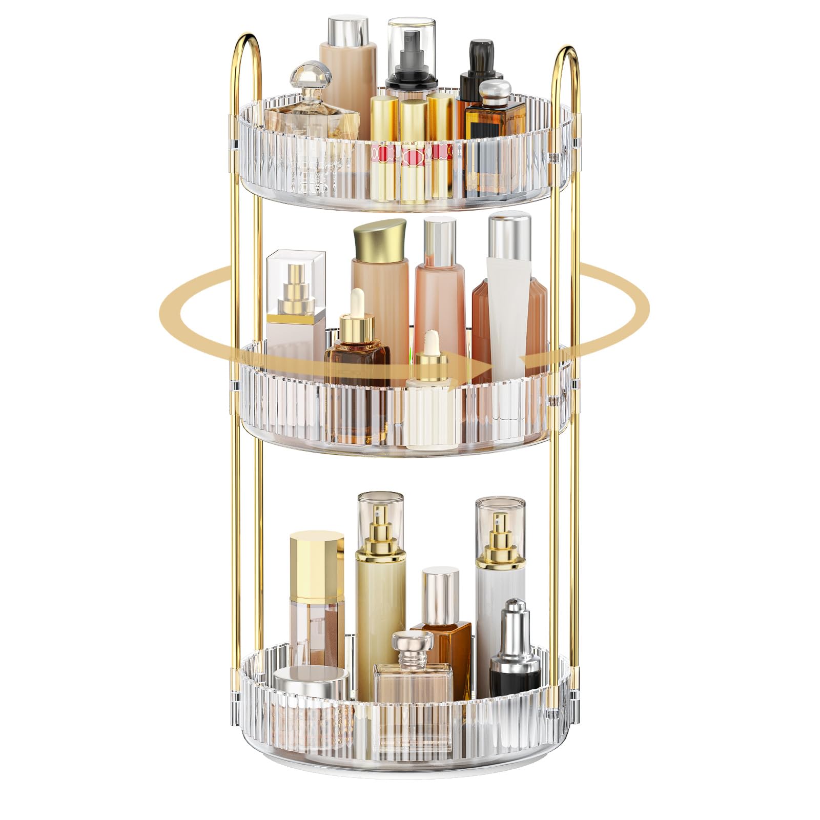 MOKANI 360 Rotating Makeup Organiser, 3 Tiers Spinning Skincare Organiser | Mult