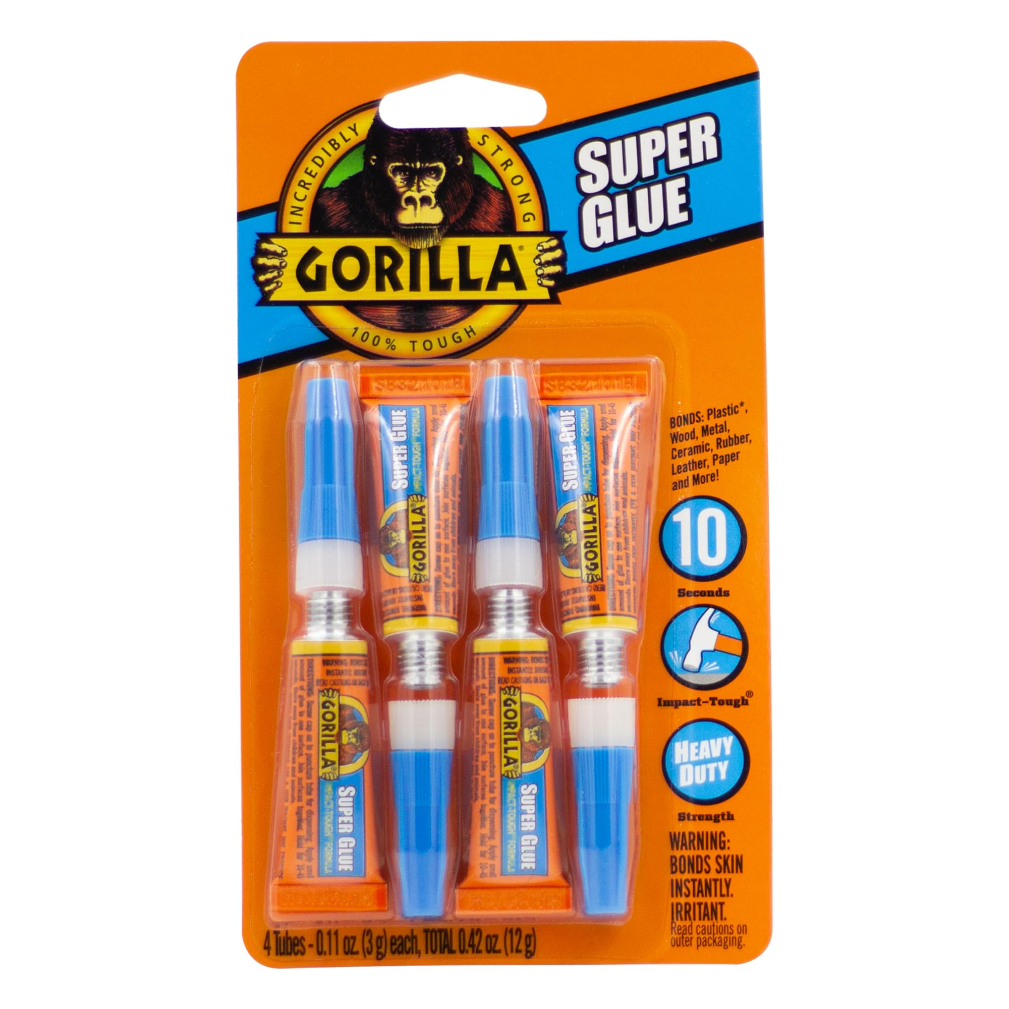 Gorilla Super Glue, Fast‑Setting, Impact‑Tough All‑Purpose Adhesive with Anti-Cl