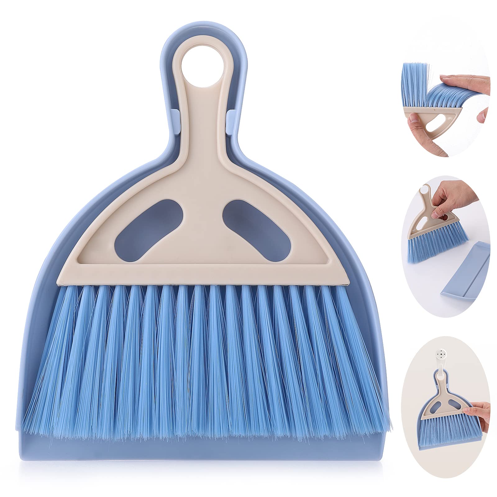 cobee Small Broom and Dustpan Cleaning Set, Mini Whisk Dustpan and Brush with Ha