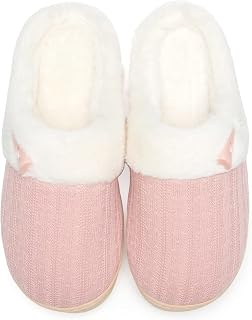 NineCiFun Women's House Slippers, Memory Foam Fuzzy Indoor Outdoor Shoes