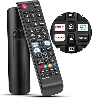 Smart Samsung Remote Controls For Smart Tv with Netflix, Prime Video, Rakuten Tv Buttons For All Samsung Tv Led Qled Uhd Frame Curved Solar Hdtv 3D 4K 8K Smart TVs, Universal Samsung Tv Remote