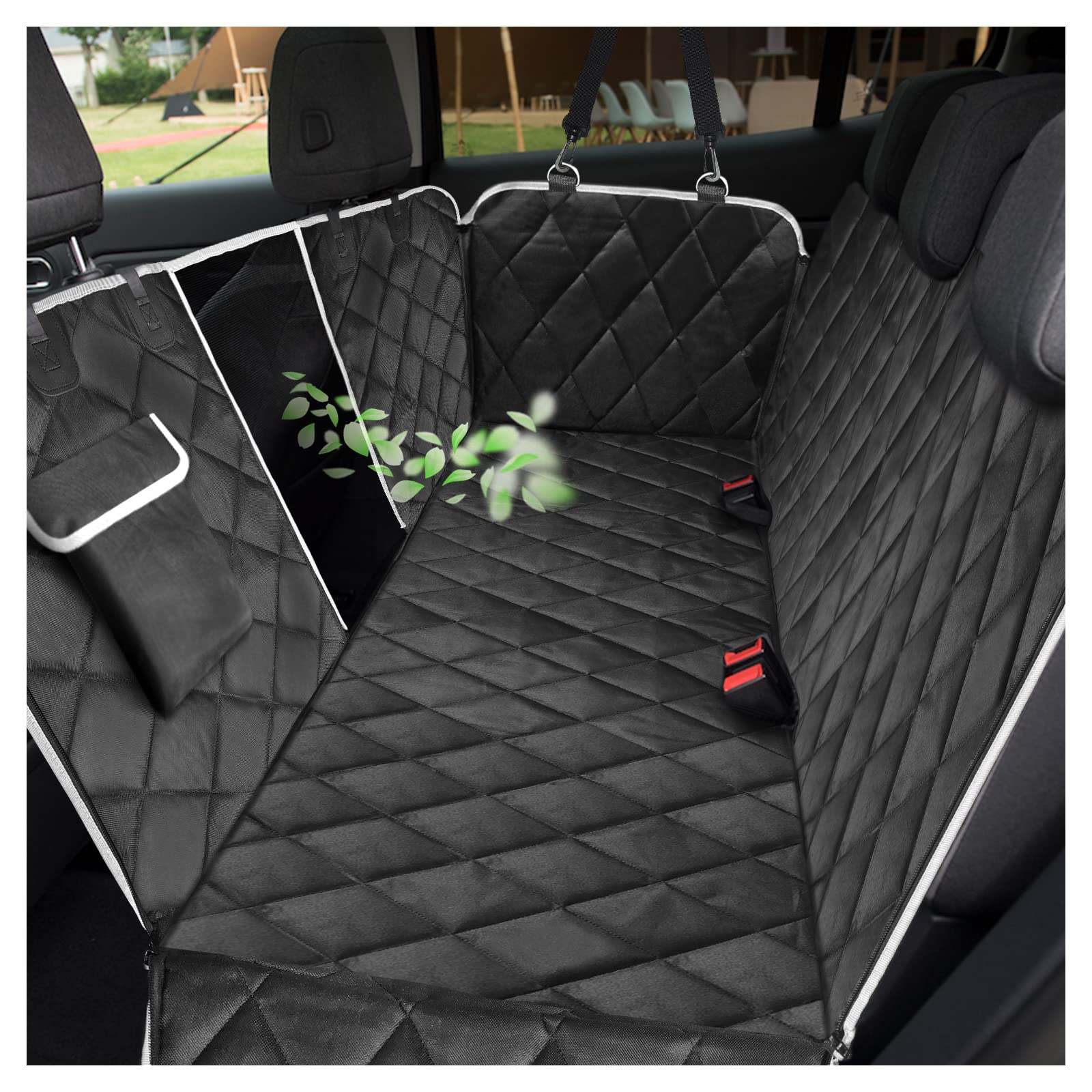 VSPETCC Dog Car Seat Cover, Waterproof with Mesh Window And Storage Pocket | Dur