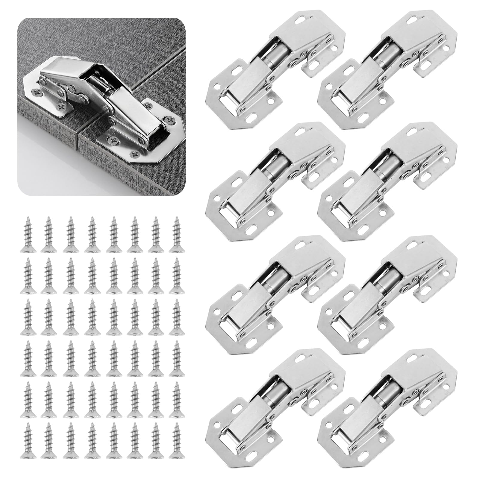 8 Pack Cabinet Hinges for Kitchen Bedroom Wardrobe Bathroom Bedroom Dining Room 