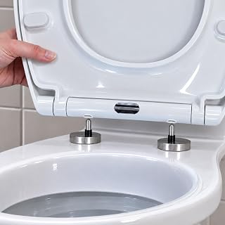 SA Products Oval Quick Release Toilet Seat Soft Close Thermoset Lid - White | Quick Release Hinges for Easy Cleaning with ABS Cylinder and Fixings Included, Soft Close Design, 44 x 36.5