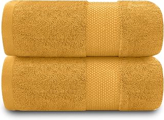 GC GAVENO CAVAILIA Extra Large Bath Sheet 2 Piece - 700 gsm Hotel Quality Egyptian Cotton Extra Large Towels 100X 180 Cm - Extra Soft Bathroom Towel - Ochre