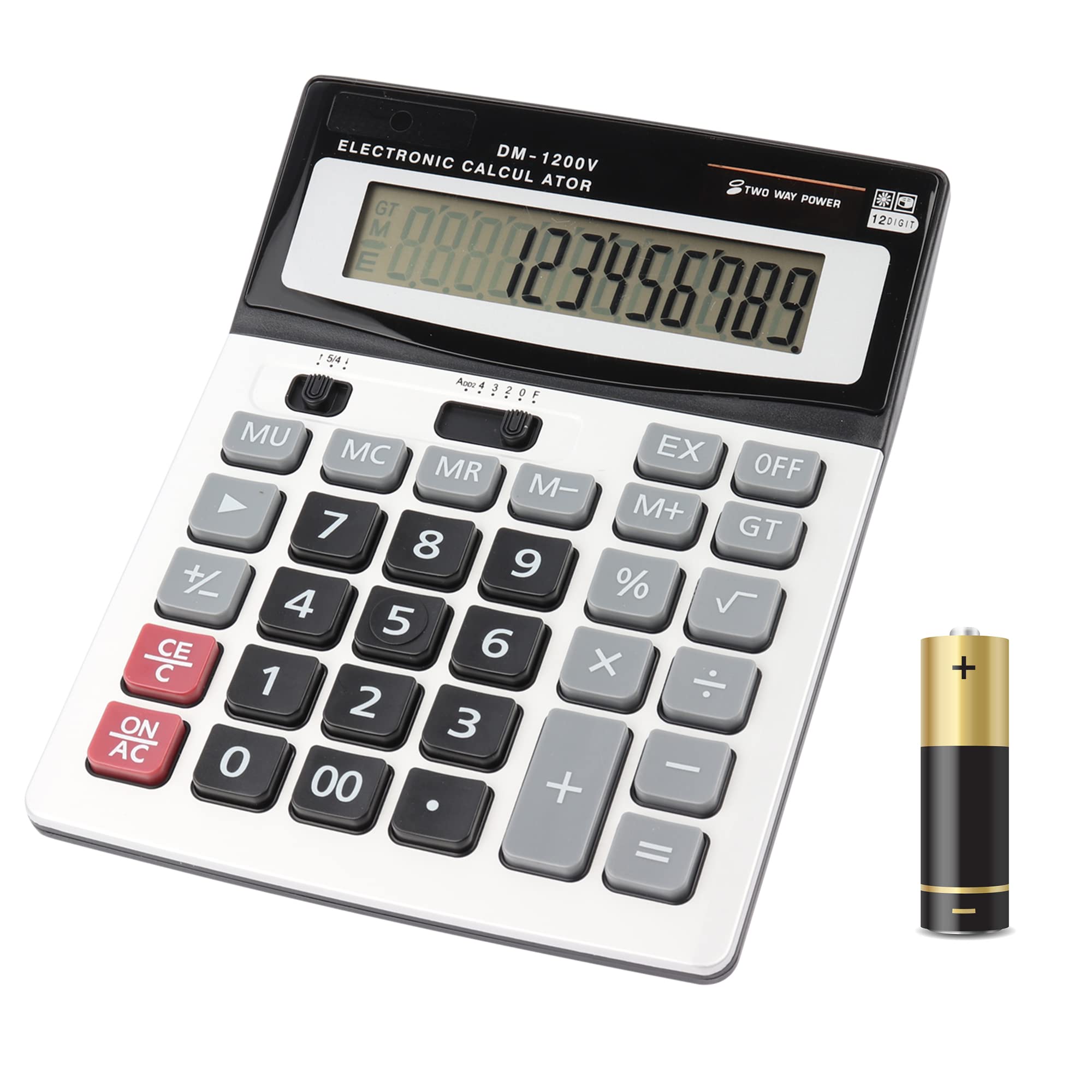 Calculators HIHUHEN Large Calculator Solar & Battery Power 12 Digit Display Mult