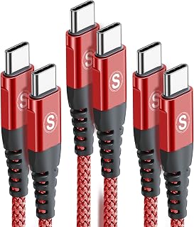 Type-C Cable, 6.6 ft (2 m) x 3, PD Compatible, 60W Fast Charging, USB C & USB C Cable, Compatible with iPhone 15/16/17 Pro MAX Charger, Type-C iPhone 15/iPhone 15 Pro Max, iPad Pro/Air, MacBook Pro