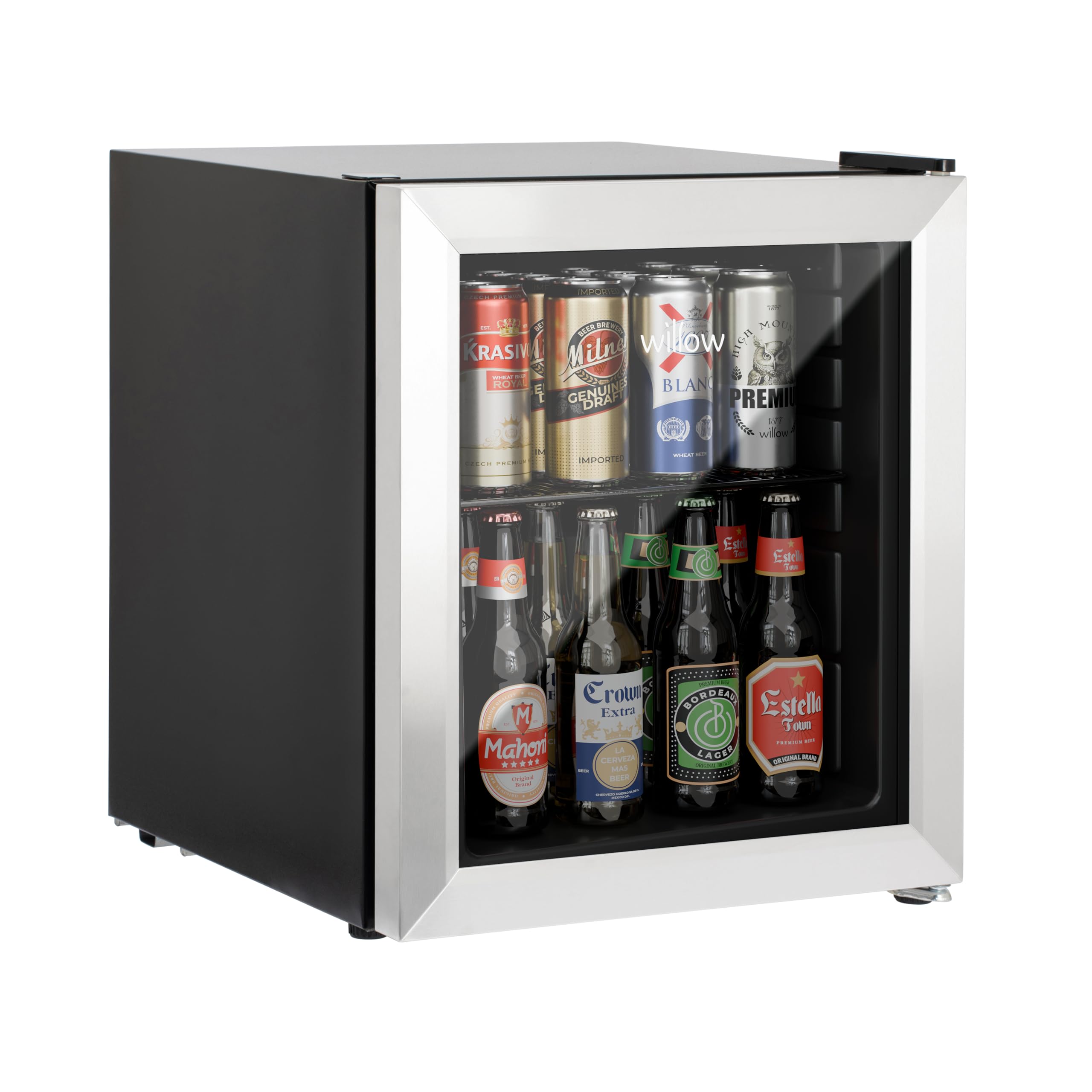 Willow WBC48SS 48L Table Top Beverage Cooler with Triple Glazed Glass Door, Adju