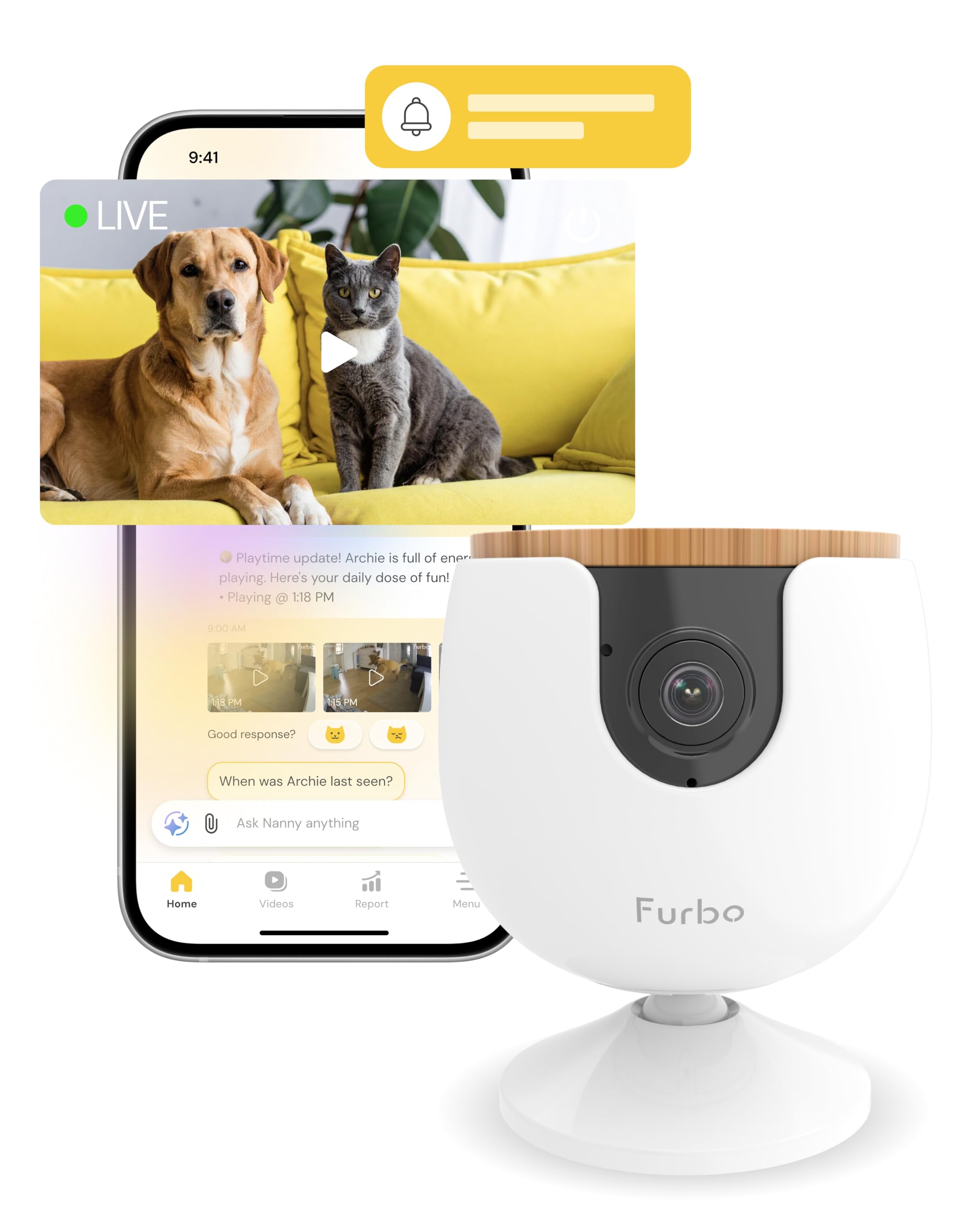 Furbo Mini Pet Camera [Paid Plan Required to Activate] | Stay connected with AI 