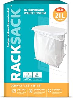 Rack Sack Compact Kitchen Garbage Can with Lid: Perfect Small Kitchen Trash Bin, Under Sink Poubelle Cuisine