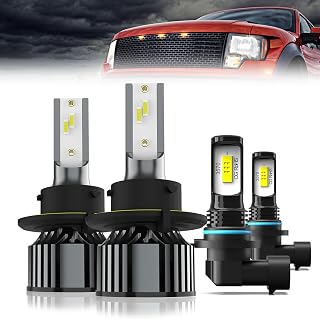 LED Headlight Bulbs Compatible With F150 2004-2014,9008/H13 High Low Beam + 9140/9145 LED Fog Light Bulb,6500K White,Replacement Halogen,Plug and Play,Pack of 4