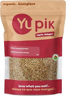 Yupik Organic White Buckwheat, Hulled, 1 kg, Gluten-Free, Non-GMO, Kosher, Vegan, Whole Raw Groats, Kasha, Wheat-Free, Salt-Free, Plant-Based Protein, Source of Fiber, Ideal for Baking & Cooking