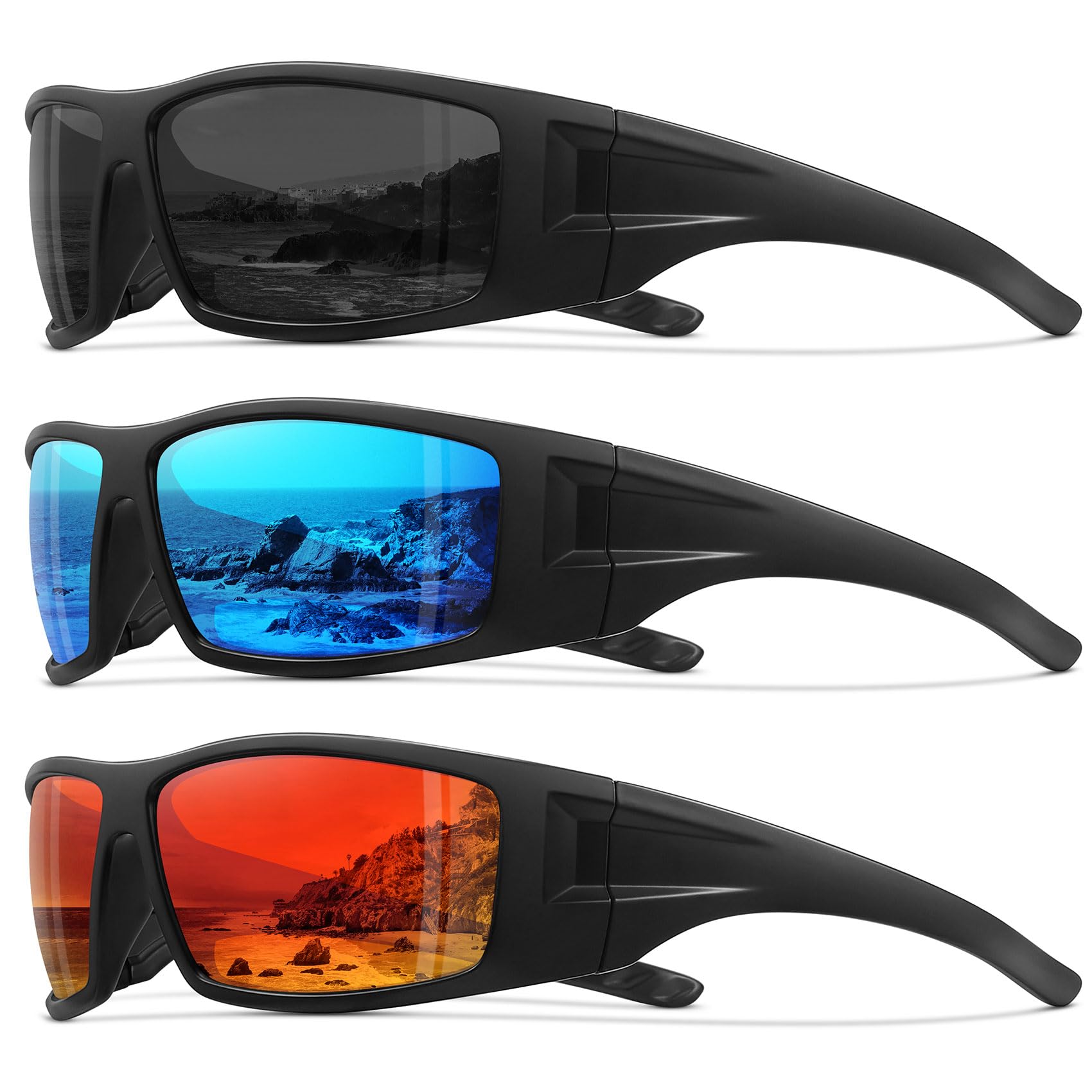 Polarized Sports Sunglasses for Men Women Unbreakable Frame Cycling Fishing Wrap