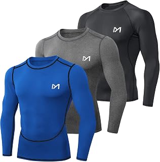 MEETYOO Men's Compression T-Shirt, Long/Short Sleeve Sports T Shirt for Running Cycling Fitness