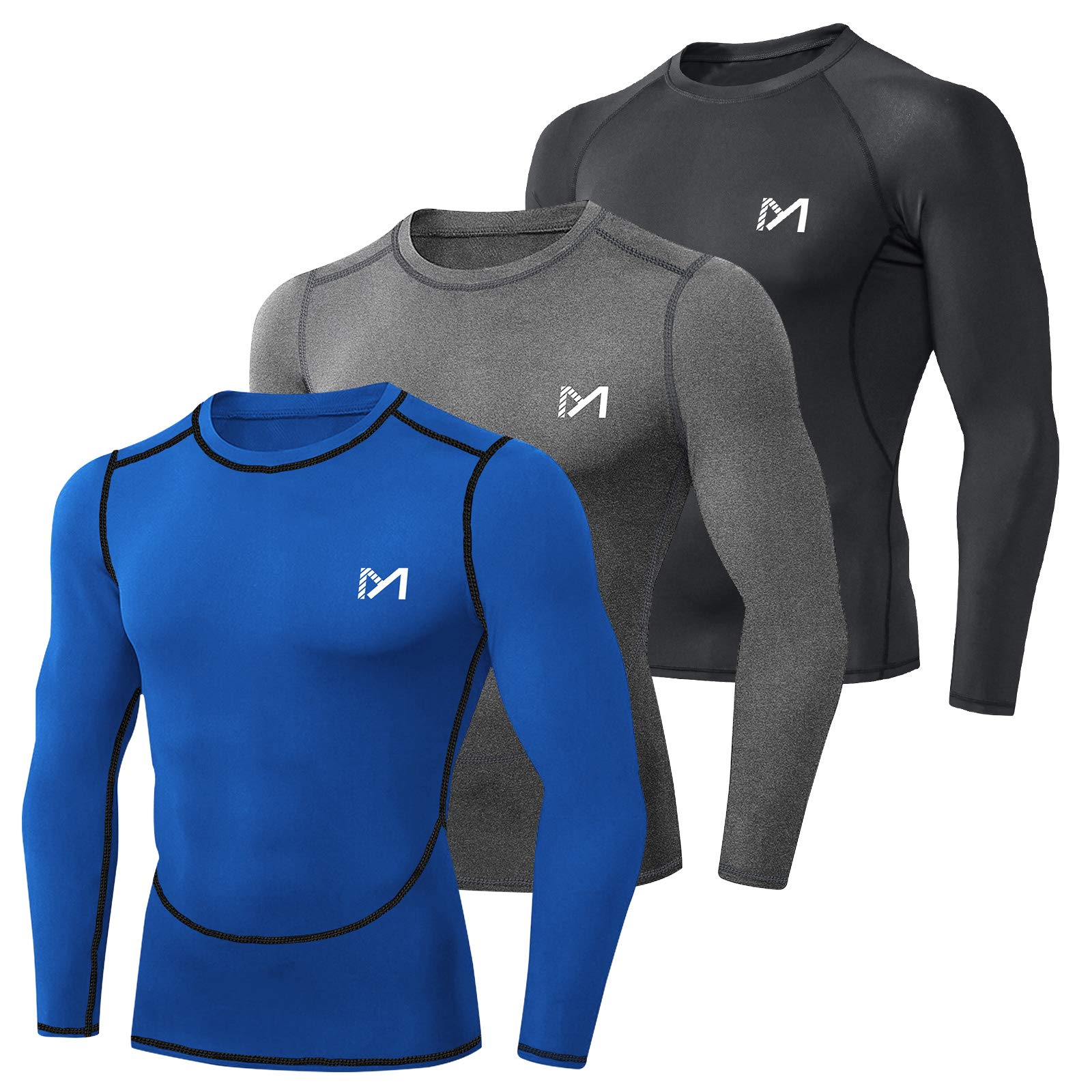 MEETYOO Men's Compression T-Shirt, Long/Short Sleeve Sports T Shirt for Running 