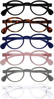 OPULIZE OCA Reading Glasses – Modern Retro Round Frame – Men and Women – Spring Hinges – R54, Bright Black - Bright Brown Tortoise - Bright Blue - Transparent Bright Pink - Bright Grey - Bright White