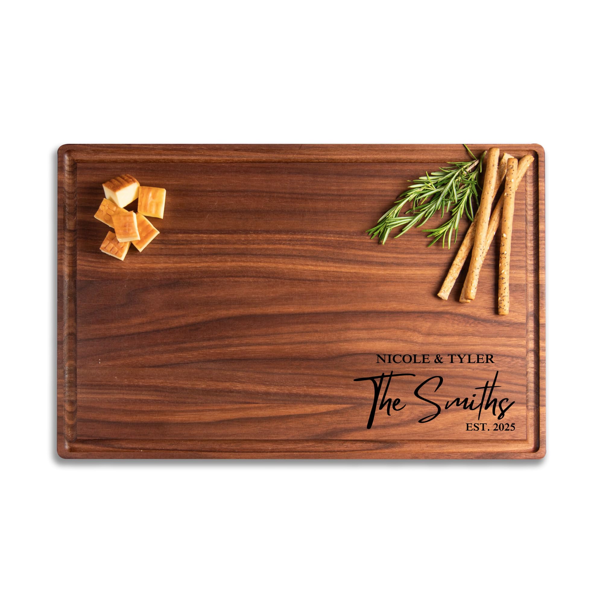 Personalized Cutting Board with Display Stand, Engraved Gift for Couples | First