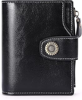 SENDEFN Small Women Wallet Genuine Leather RFID Blocking Bifold Small Purse with Zipper Pocket