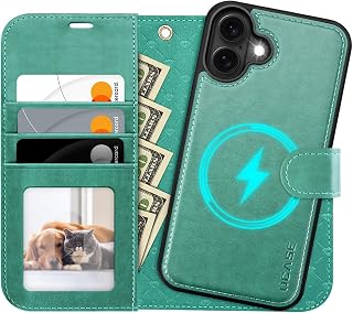 OCASE for iPhone 16 Case, Detachable 2 in 1 PU Leather Wallet, Green