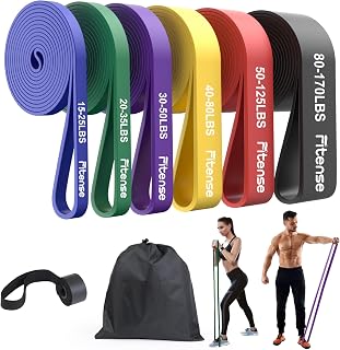 Fitense Resistance Bands Set,6 Resistance Level High Elastic Exercise Bands | Workout Bands with Door Anchor, Training Guide & Pouch, Pull Up Bands for Home Gym Exercise/Stretching/Physiotherapy/Pilates