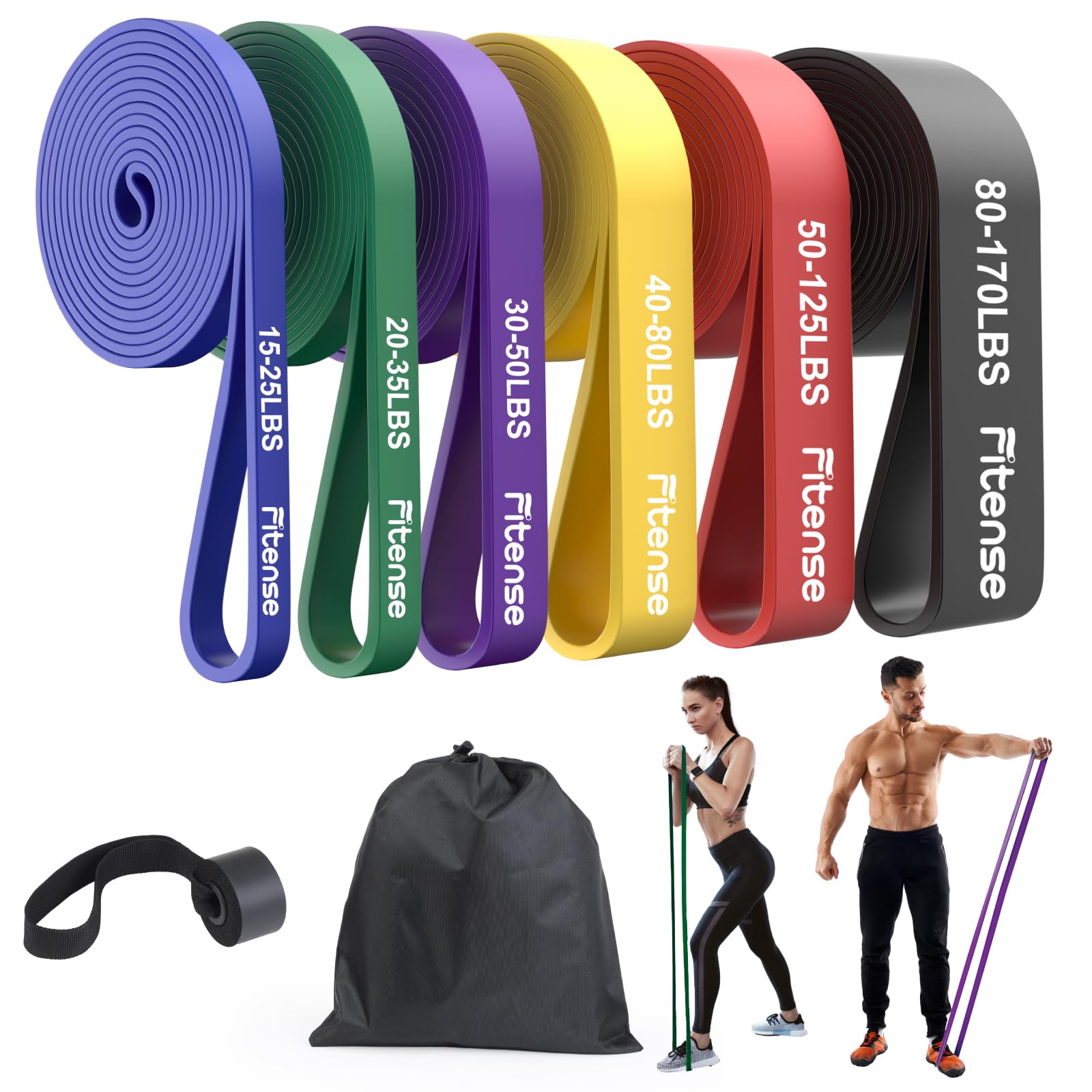 Fitense Resistance Bands Set,6 Resistance Level High Elastic Exercise Bands | Wo