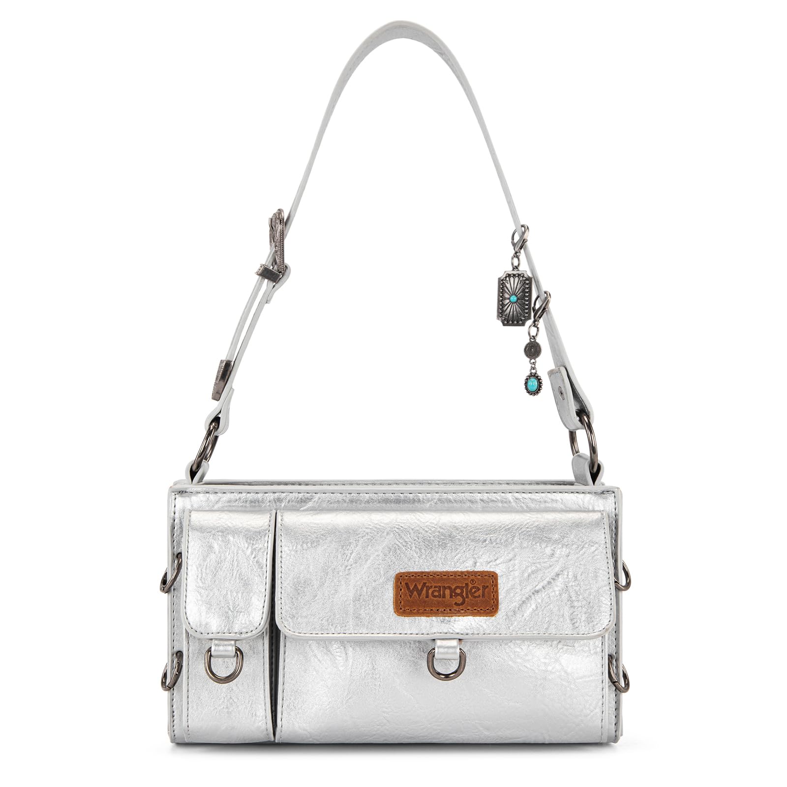Wrangler Y2K Purse Small Shoulder Bag for Women with Western Detachable Charms