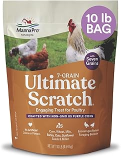 Manna Pro 7-Grain Ultimate Chicken Scratch Treat, Non-GMO, 10 lb Bag | 7-Grain Scratch Treat Blend, Non-GMO Ingredients, Natural Multigrain Recipe, For Chickens, Hens & Backyard Flocks