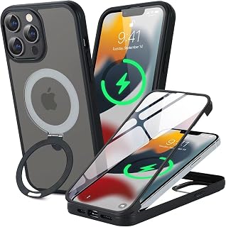 CAVOR Custodia Magsafe per iPhone 13 e iPhone 14 Magsafe, custodia per iPhone 14 con pellicola protettiva, custodia per iPhone 13 con protezione per lo schermo integrata, custodia per iPhone 13 con