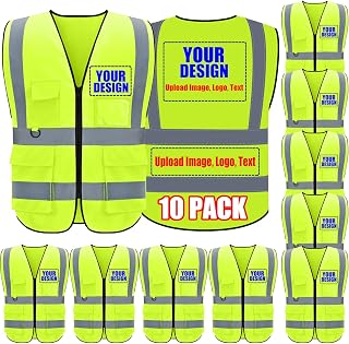 BeautyWill Custom Safety Vest Customized Logo Class 2 High Visibility Reflective Vest with Pockets Construction workwear