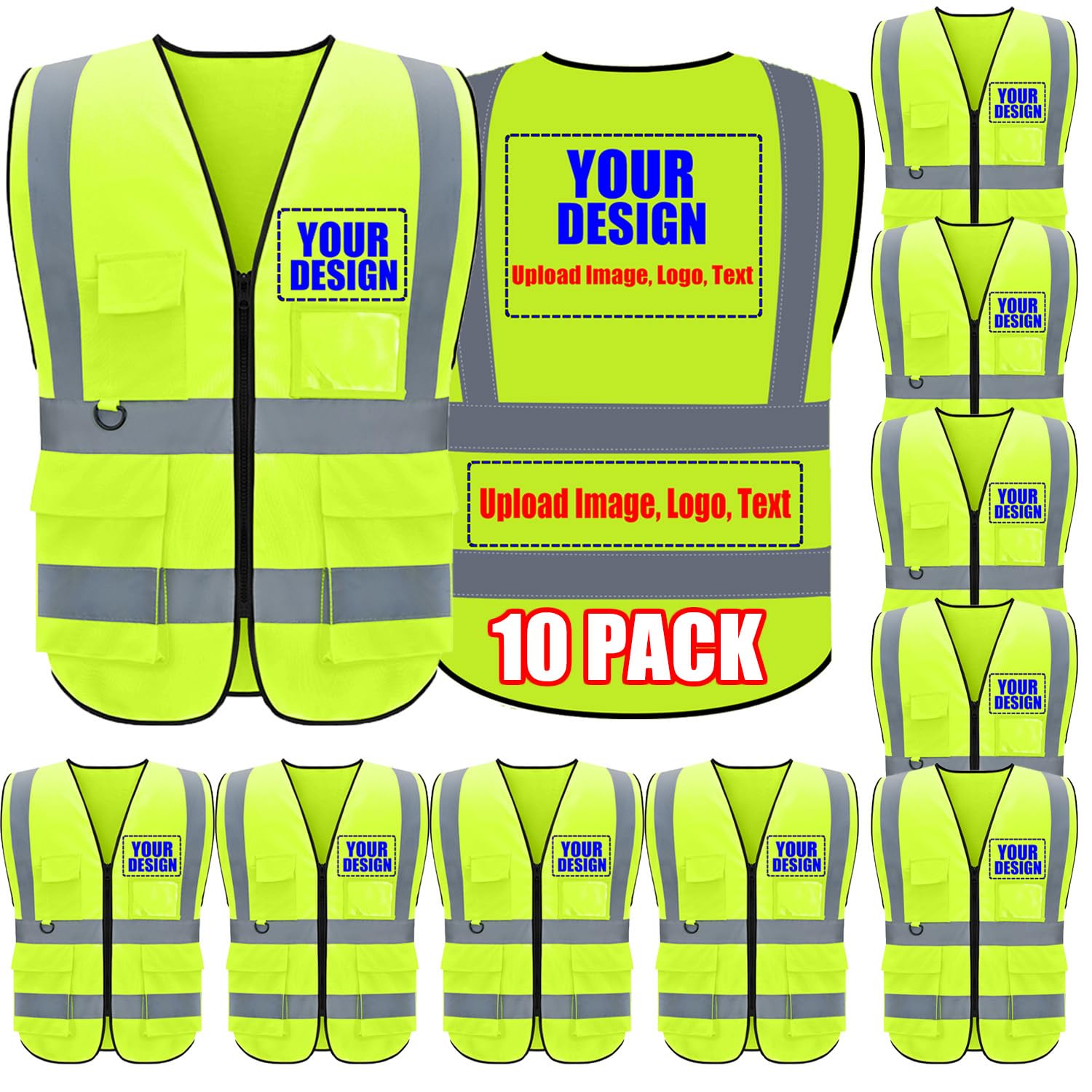 BeautyWill Custom Safety Vest Customized Logo Class 2 High Visibility Reflective