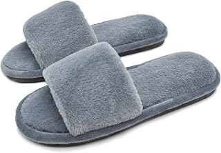 COFACE Women's Furry Slippers Plush Slippers House Sandal Open Toe Orthopaedic