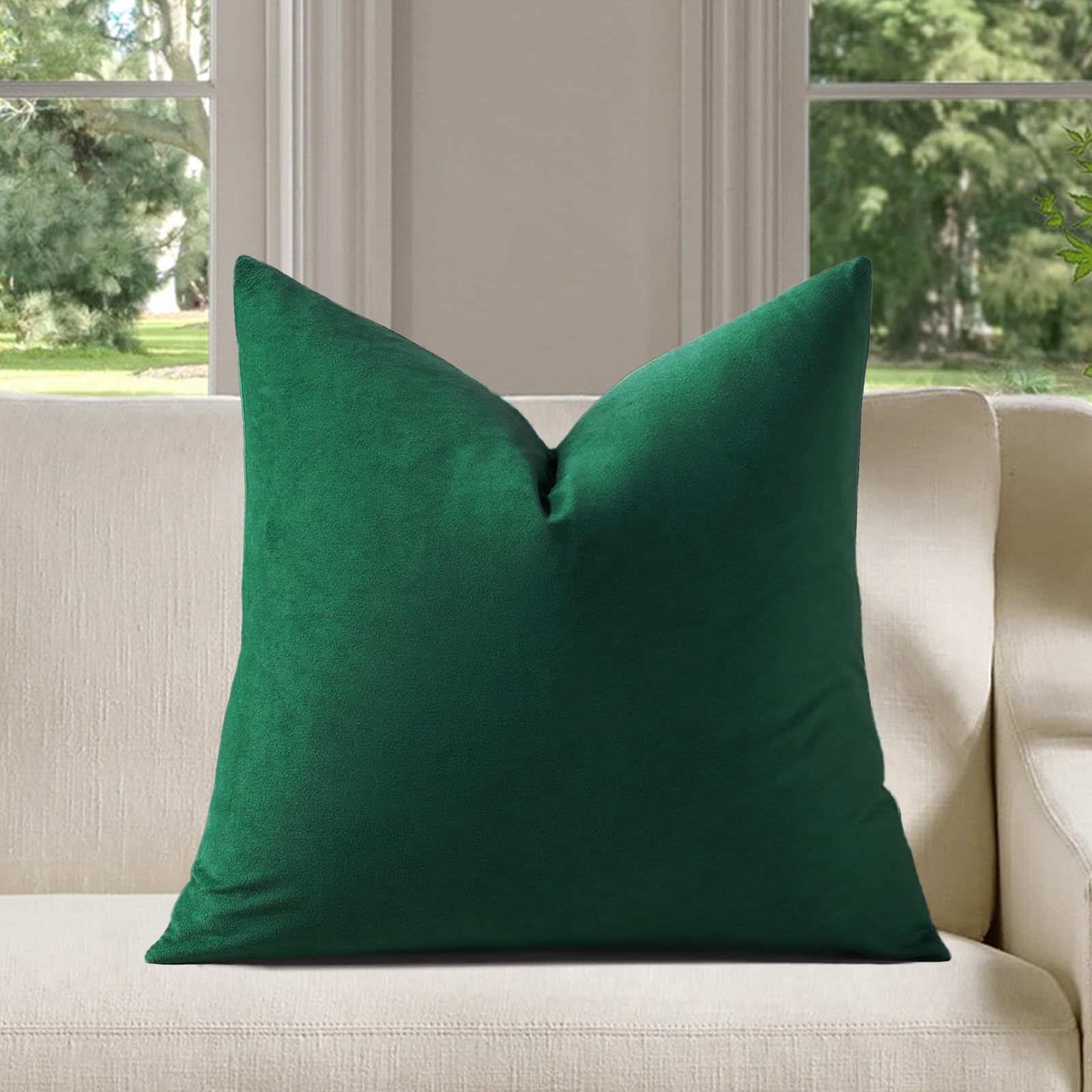 Decorative Velvet Cushion Cover Rain Forest 16x16 Inch Pack of 1 Luxury Soft Squ