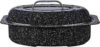 Granite Ware 13" Oval Roaster with Lid – Enameled Steel, Oven Safe to 932°F – Ideal for Roasting, Baking & Sourdough Bread – Self-Basting Cover, Dishwasher Safe, 7 lb Capacity