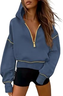 PRETTYGARDEN Women Hoodies Autumn 2025 Long Sleeve Half Zip Cropped Hoodies Pullover Clothing Winter Fashion