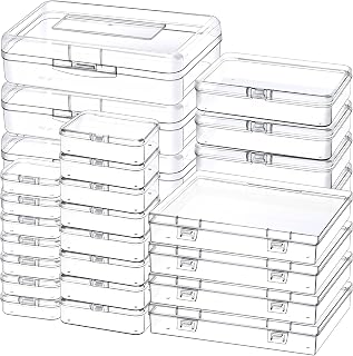 Mauproy Small Plastic Storage Containers with Lids, 5 Sizes, 28 Pack | Mini Bead Storage and Organizers, Rectangular Small Items Organizer Boxes with Hinged Lids and Labels for Craft Jewelry