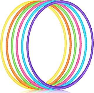 Sratte 6 Pack Exercise Hoops Detachable Snap,32 Inch,Simple Colors | Adjustable Plastic Hoop for Adults, Snap Together for Exercise Games Playground, Sports Training Dog Agility