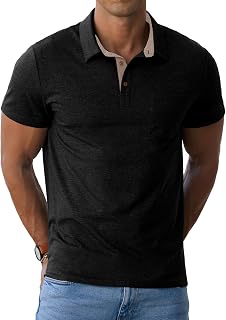 Sailwind Men's Cotton Polo Shirts Short Sleeve Casual Summer Shirts Classic Collared Golf Shirt with Pocket