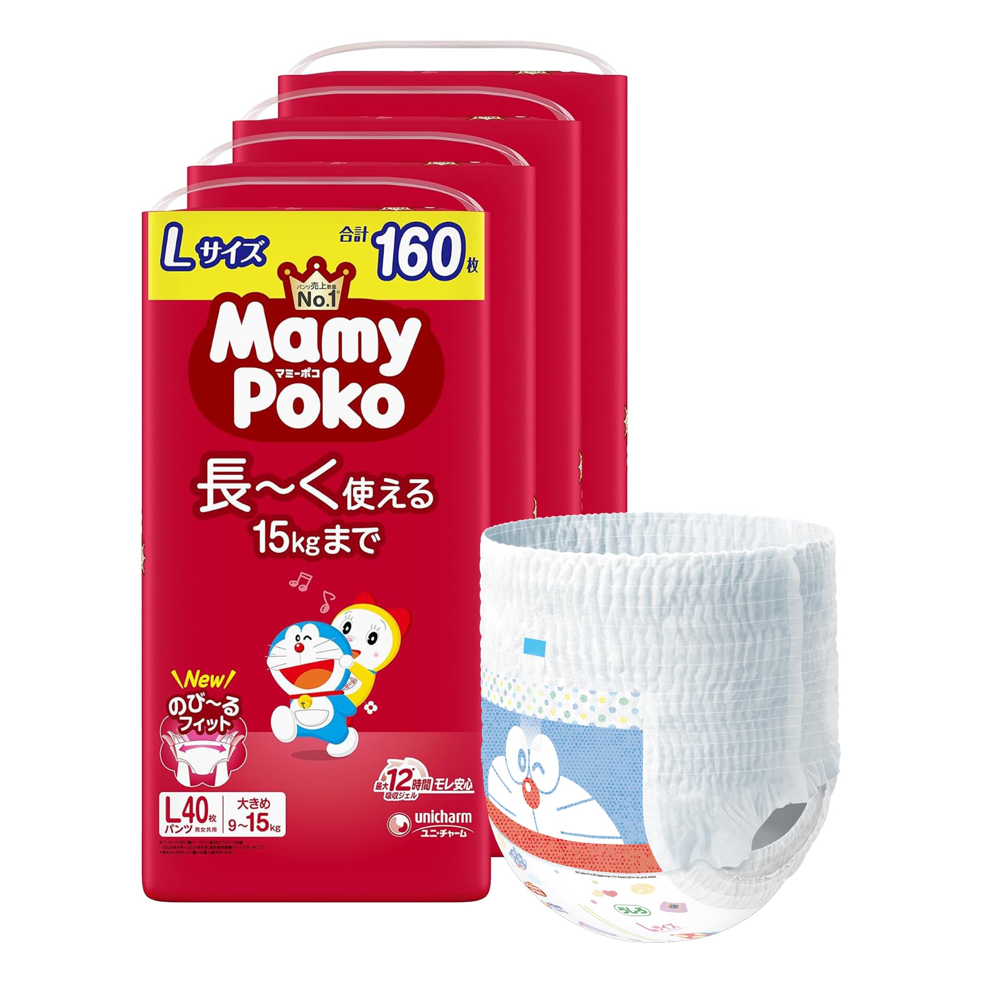 [Pants L Size] Mummy Poco Large and Long Pants, Doraemon Diapers, 19.4 - 33.1 lb