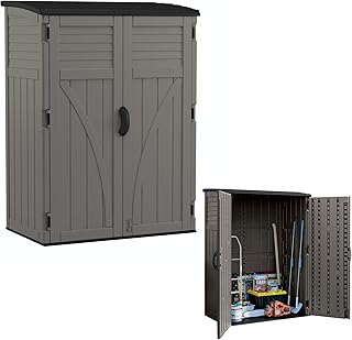 Suncast 54 Cu Ft Medium Vertical Storage Shed, Stoney, Made in USA