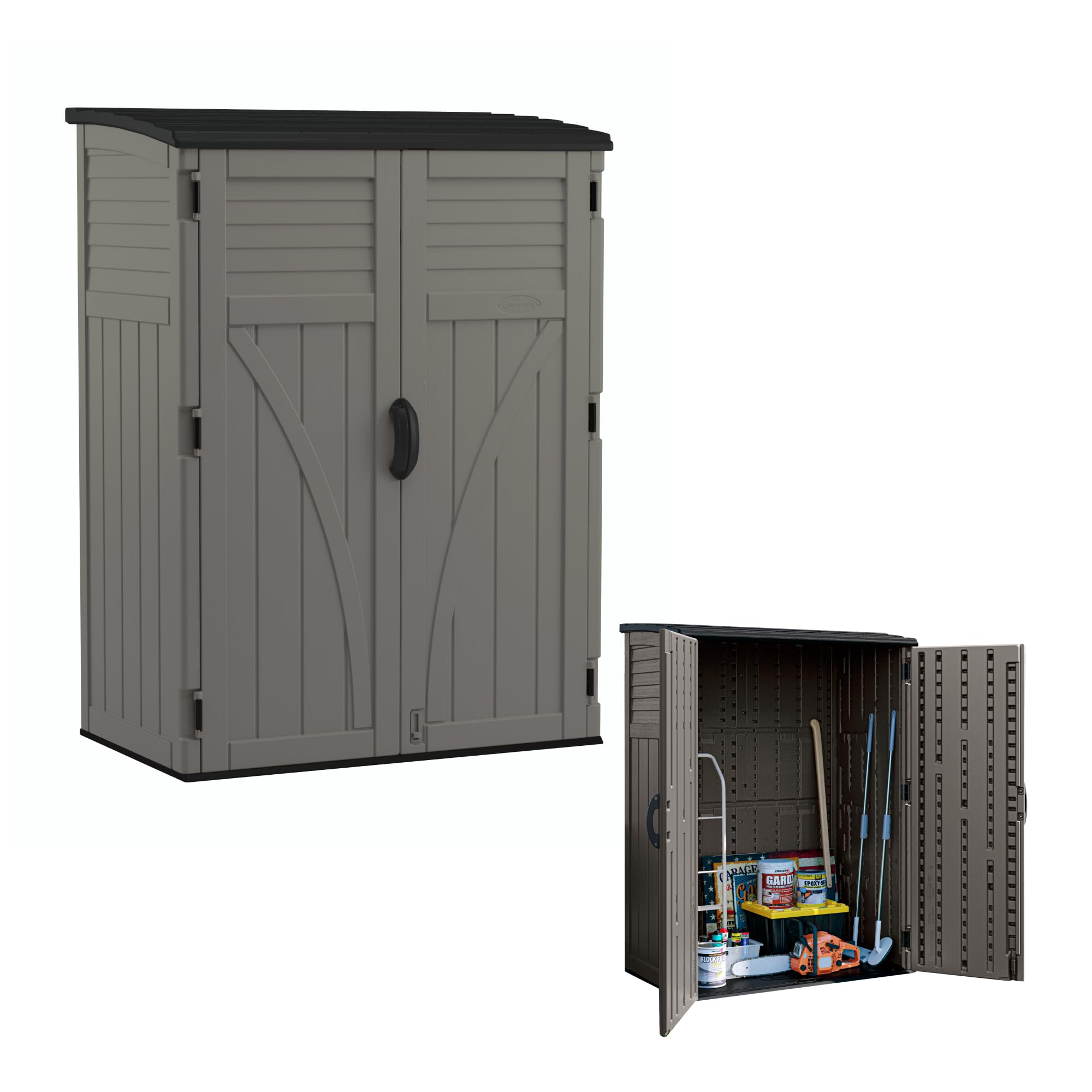 Suncast 54 Cu Ft Medium Vertical Storage Shed, Stoney, Made in USA