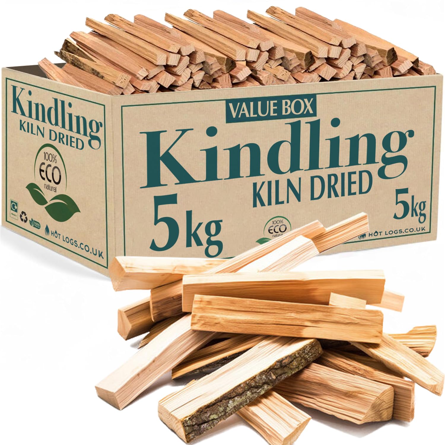 5kg Kiln Dried Kindling Wood - 5KG Bumper Box Pack of Natural Firelighters For W