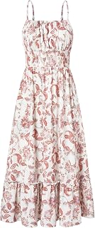 GRACE KARIN Womens Summer Maxi Dress Casual Sleeveless Spaghetti Strap Smocked Ruffle A Line Beach Long Dress with Pockets
