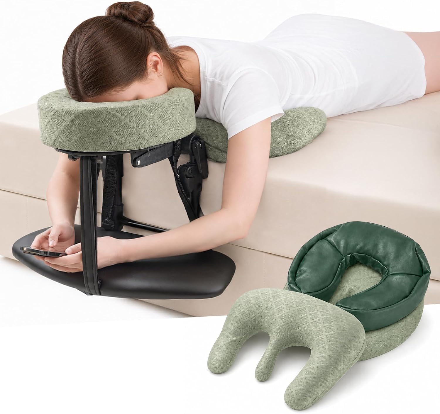 Massage Headrest for Bed, Head Holder & Face Cradle with Face Down Pillow | Wome