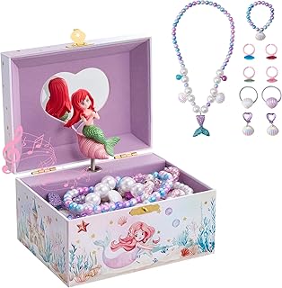 ProCase Musical Mermaid Jewelry Box for Girls, Mermaid (Box with Jewelry) | Kids Small Music Jewellery Boxes with Spinning Doll, Birthday Gift for Little Girl Children Toddler Ages 3 4 5 6 7 8 Year Old