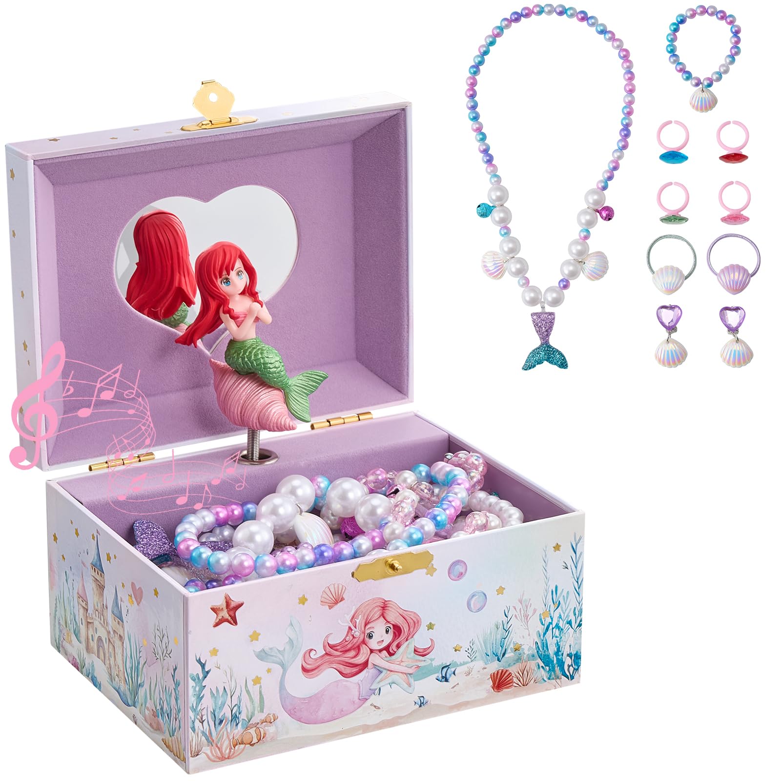 ProCase Musical Mermaid Jewelry Box for Girls, Mermaid (Box with Jewelry) | Kids
