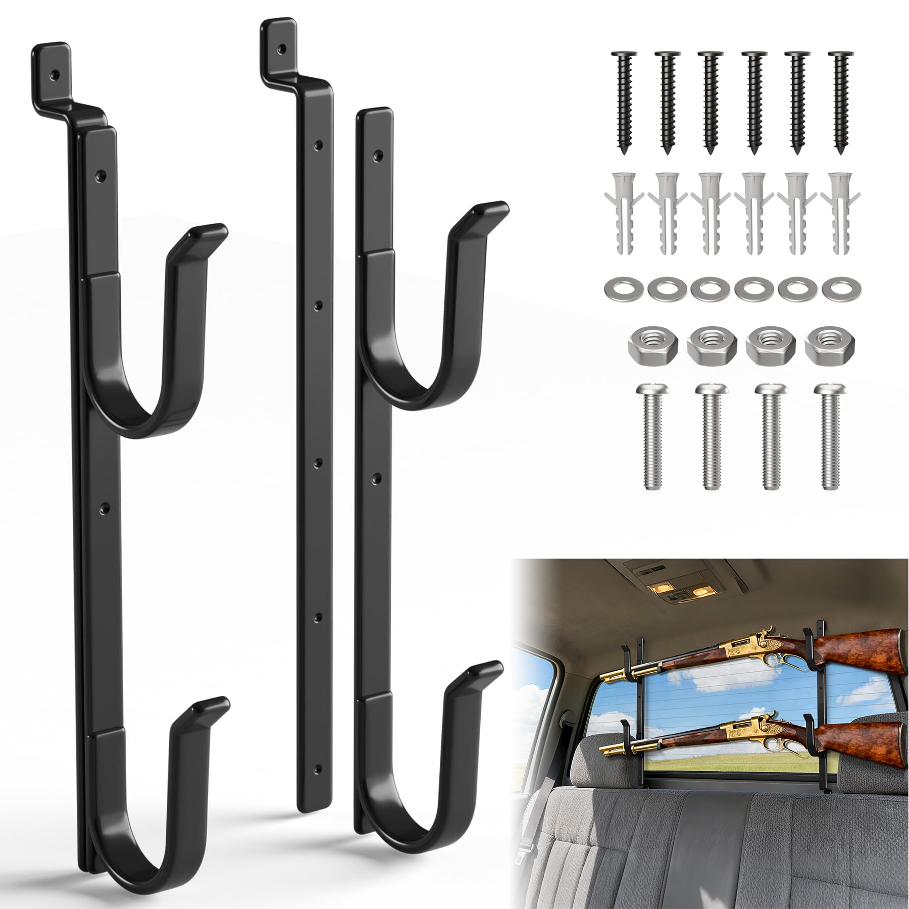 Fadachai Rear Window Gun Rack for Pickup Truck - Heavy Duty Steel, 14-25” Adjust