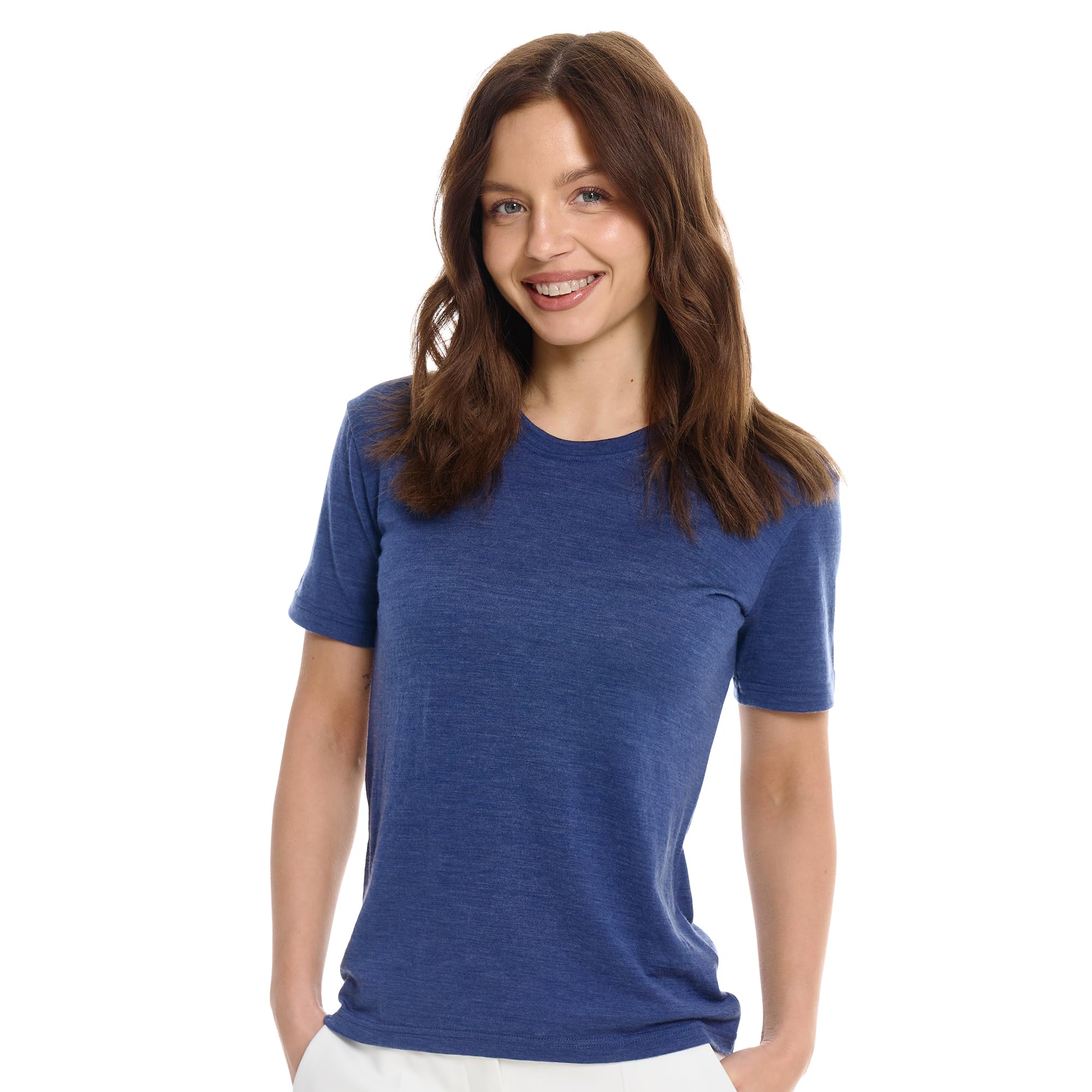 100% Merino Wool Shirt Women - Short Sleeve Tee Base Layer Top Undershirt