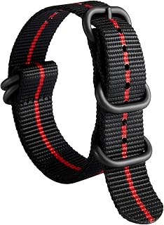 BINLUN Bracelet de Montre en Nylon Balistique Militaire Remplacement Tissu pour Hommes Femmes 18mm 19mm 20mm 21mm 22mm 23mm 24mm avec Noir/Argent Boucle