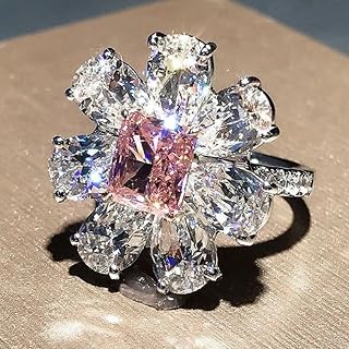 Ladies Princess Cut Pink Pear Cut Cubic Zirconia Prong Setting Ring
