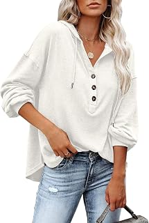 PLOKNRD Hoodie Women's V-Neck Pullover Drawstring Thin Hoodie